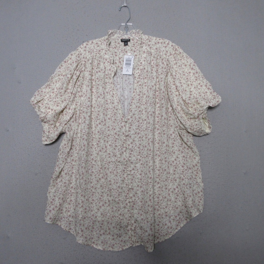 Torrid Top 3X Floral Challis Dobby Floral‎ Garden Boho Peasant Cottage Core NWT